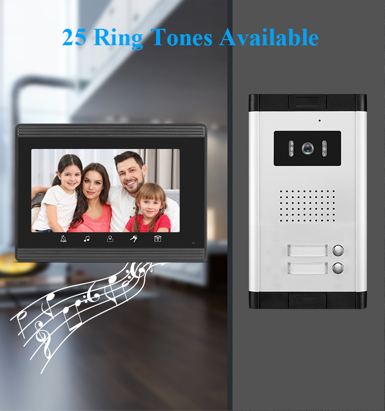 Multi Apartment Aluminum Alloy Ip65 Doorbell Video Intercom Door Entry System With 7