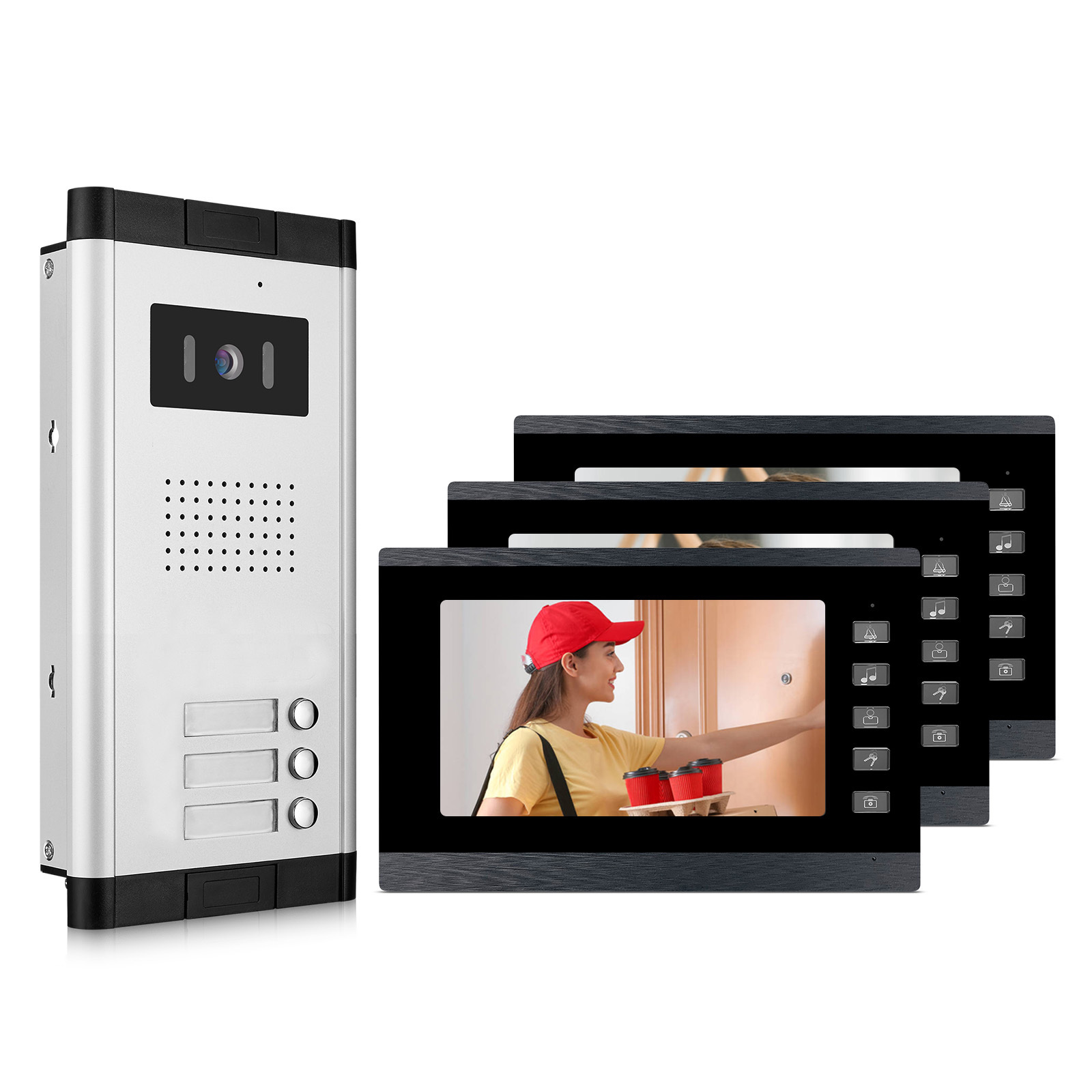 Multi Apartment Aluminum Alloy Ip65 Doorbell Video Intercom Door Entry System With 7