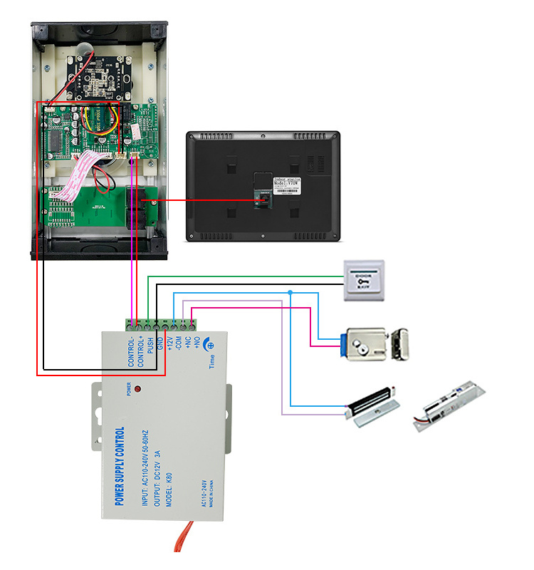 Multi Apartment Aluminum Alloy Ip65 Doorbell Video Intercom Door Entry System With 7