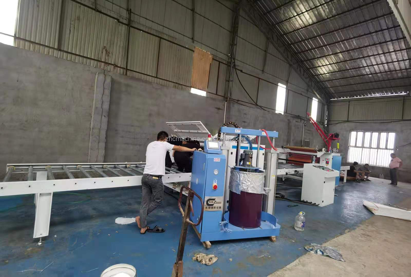 hot melt pur glue laminate  machine wood panel roller glue coating  and laminating line for acrylic/PET /PVC/ metal/HPL