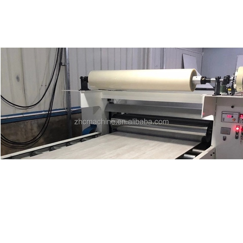 Full automatic sheet & roller PVC film sticking and laminating  machine on MDF WPC /PVC flat panel surface 1220*2440