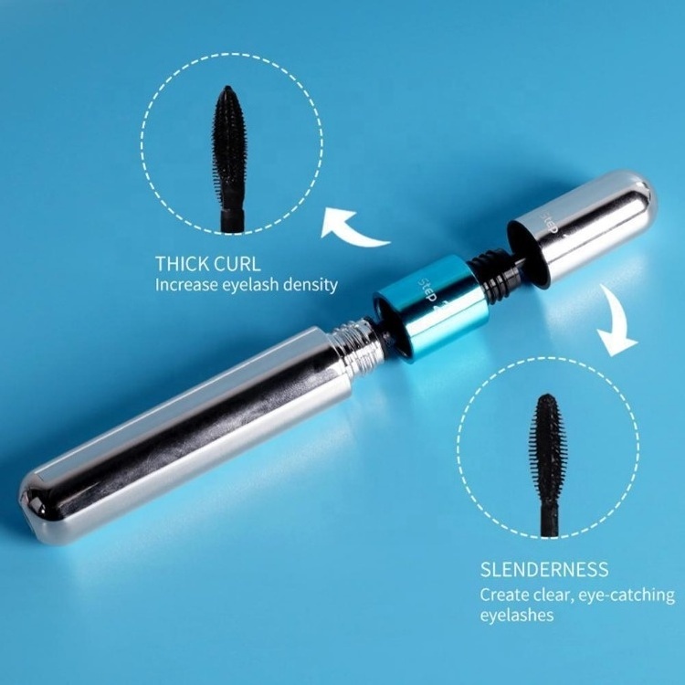 Double Ended Mascara 2 in 1  High Quality Waterproof Makeup Eyelash Mascara Long Lasting 4D Fiber Mascara Wholesale