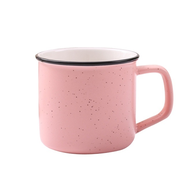 Pink blue beige green ceramic enamel speckled coffee mug campfire mug custom logo blank coffee printing ceramic mug