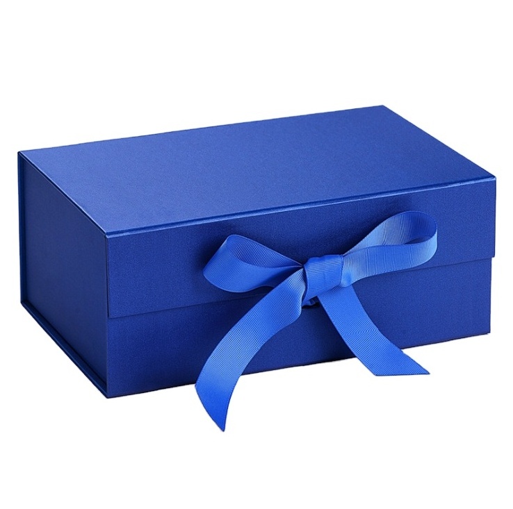 Custom Cardboard Black Empty Shoes Packaging Magnetic Gift Box With Ribbon Closures