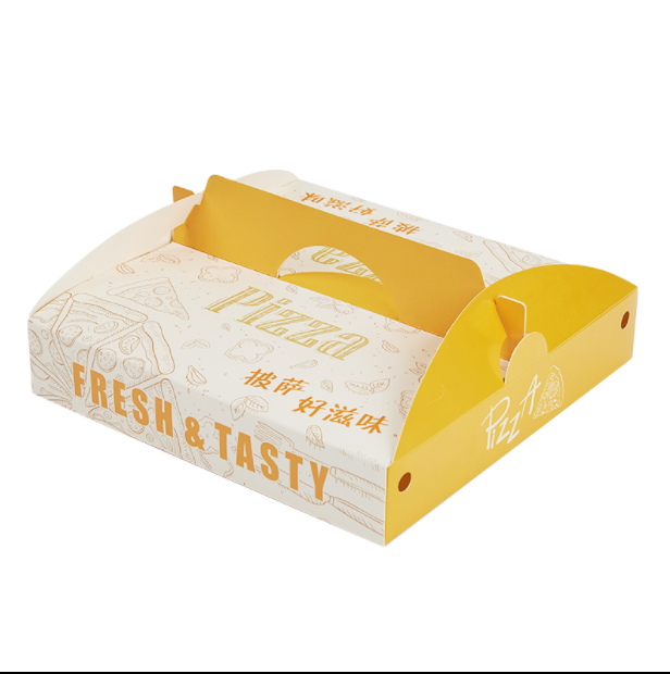 Take Out Pizza Box 11 inches Yellow Round Empty Italy Pizza Boxes with Logo and Handle