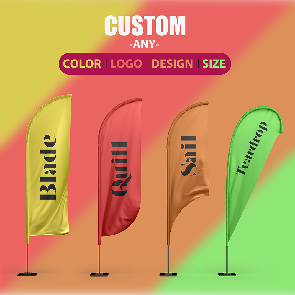 New Popular Product Polyester Roadside Garden AD Personalized Advertising Outdoor Custom Beach Feather Flags Custom Banner Stand