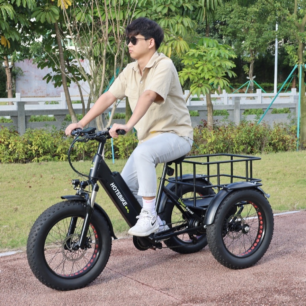 New Model 26 inch Fat Tire 3 Wheels Electric Tricycles For Adult Family Two Person 48V 500W 750W Electric Cargo Bike