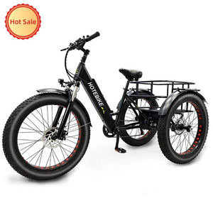 New Model 26 inch Fat Tire 3 Wheels Electric Tricycles For Adult Family Two Person 48V 500W 750W Electric Cargo Bike