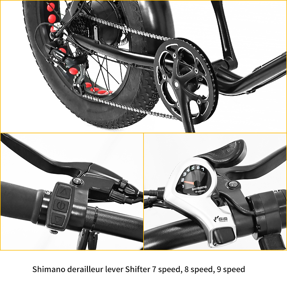 Super 1000w Motor 73 Fat Tire Electric Bike 48V 24Ah 28.8Ah Fat Tire E-bike Sand Beach Mountain Bicycle Electric Bike Motorcycle