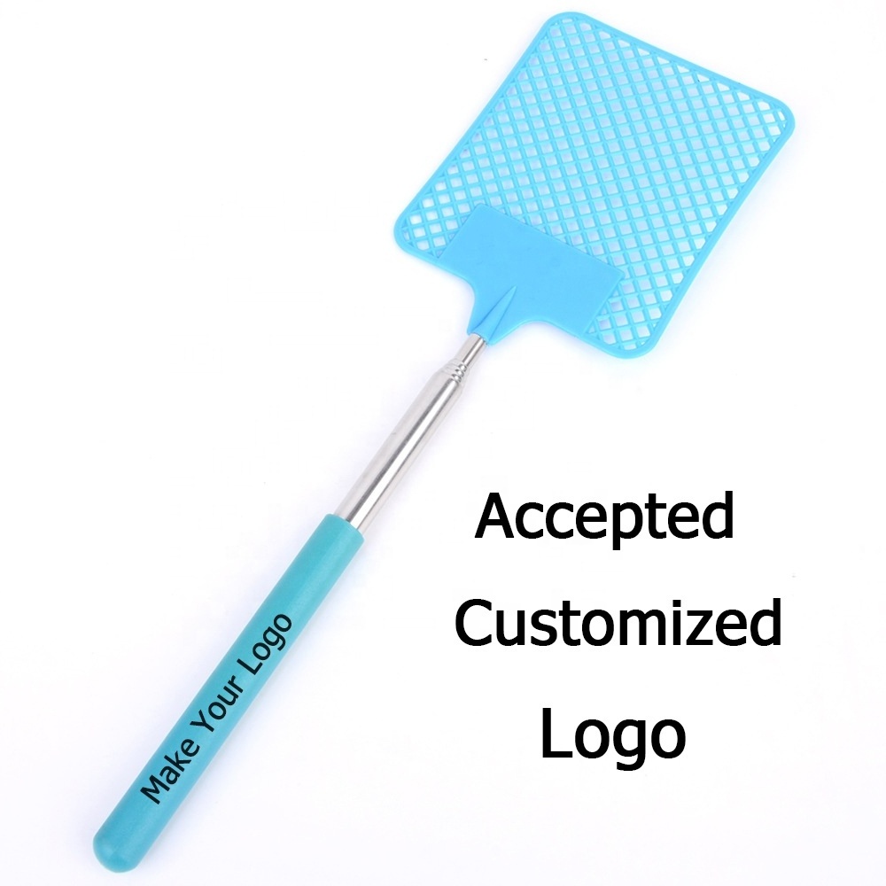 28inch Plastic Handheld Portable Flyswatter Extendable Stainless Steel Pole Telescopic Mosquito Fly swatter