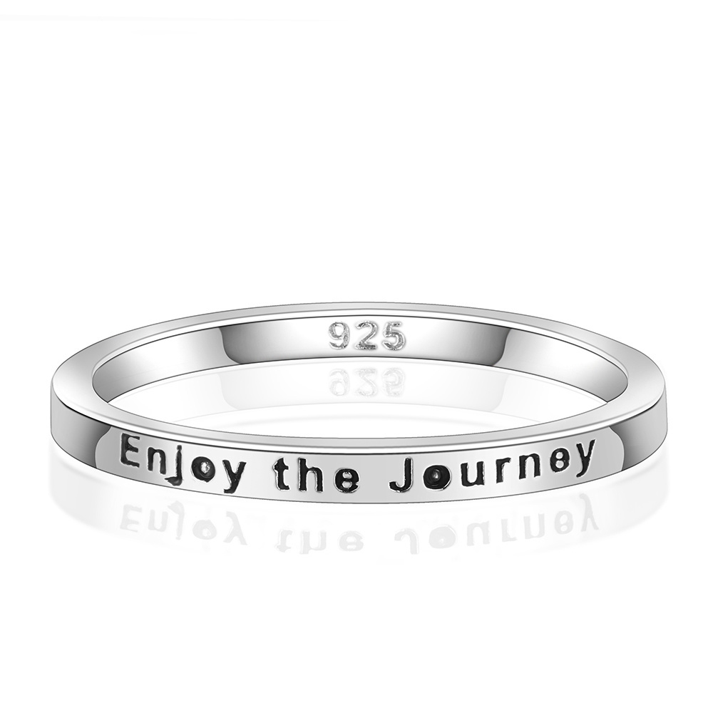 Teeny Tiny Stacking 925 Sterling Silver Ring Design Customized Name Rings Letter Inspirational Love Personalized Ring