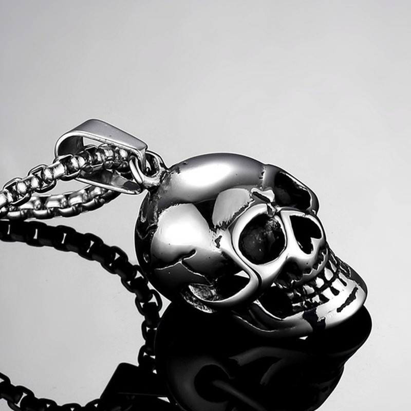 Skull pendant necklace fashion black gold plated personality men necklace stainless steel