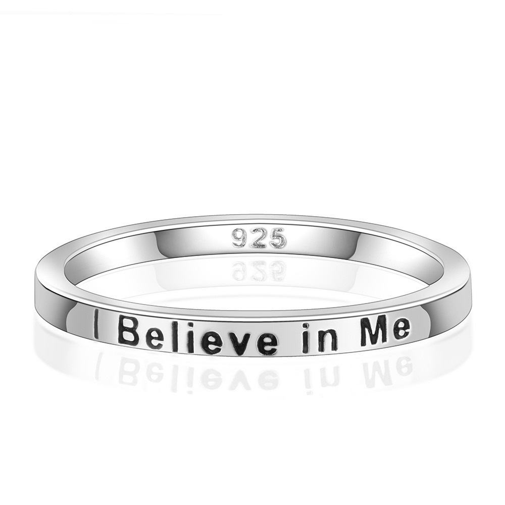 Teeny Tiny Stacking 925 Sterling Silver Ring Design Customized Name Rings Letter Inspirational Love Personalized Ring