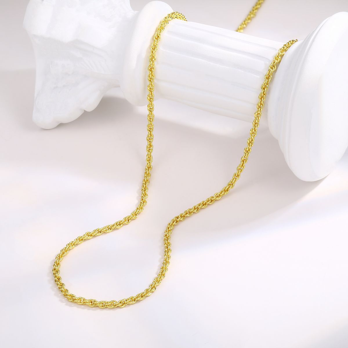 Wholesale Custom Necklace 14k 18k Gold Plated Filled Chain Necklace Bulk Stainless Steel Brass Twisted Gold Rope Chain for Men