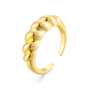 Wholesale Custom High Quality 925 Silver Stackable Ring Women Jewelry 18k Gold Plated Stainless Steel Chunky Gold Ring