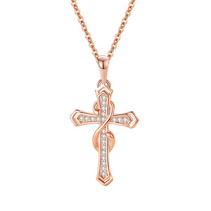 Wholesale custom infinity chain necklace vintage gold plated cross pendant geometric necklace rose gold necklace bijoux