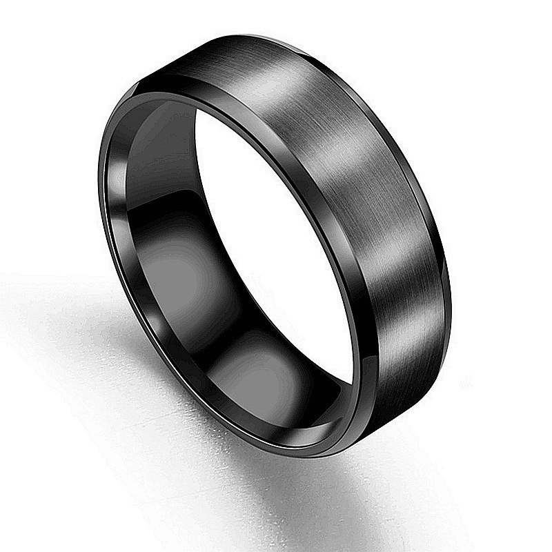 Non Tarnish 8mm Classic Simple Plain Brushed Black Silver Gold Tungsten Ring With Polished For Men