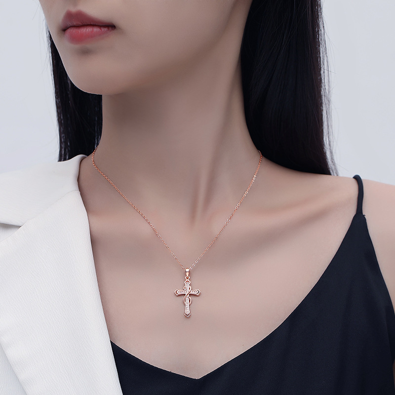 Wholesale custom infinity chain necklace vintage gold plated cross pendant geometric necklace rose gold necklace bijoux