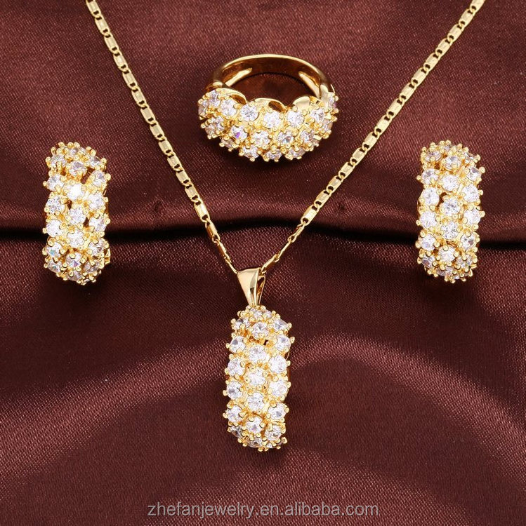 22K gold zirconia jewelry dubai wholesale jewelry set price discount gold necklace fashion jewelry sets