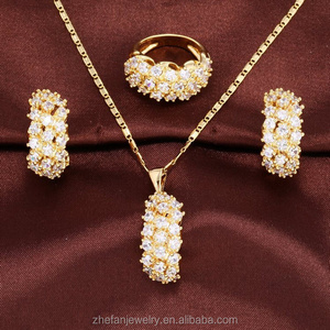 22K gold zirconia jewelry dubai wholesale jewelry set price discount gold necklace fashion jewelry sets