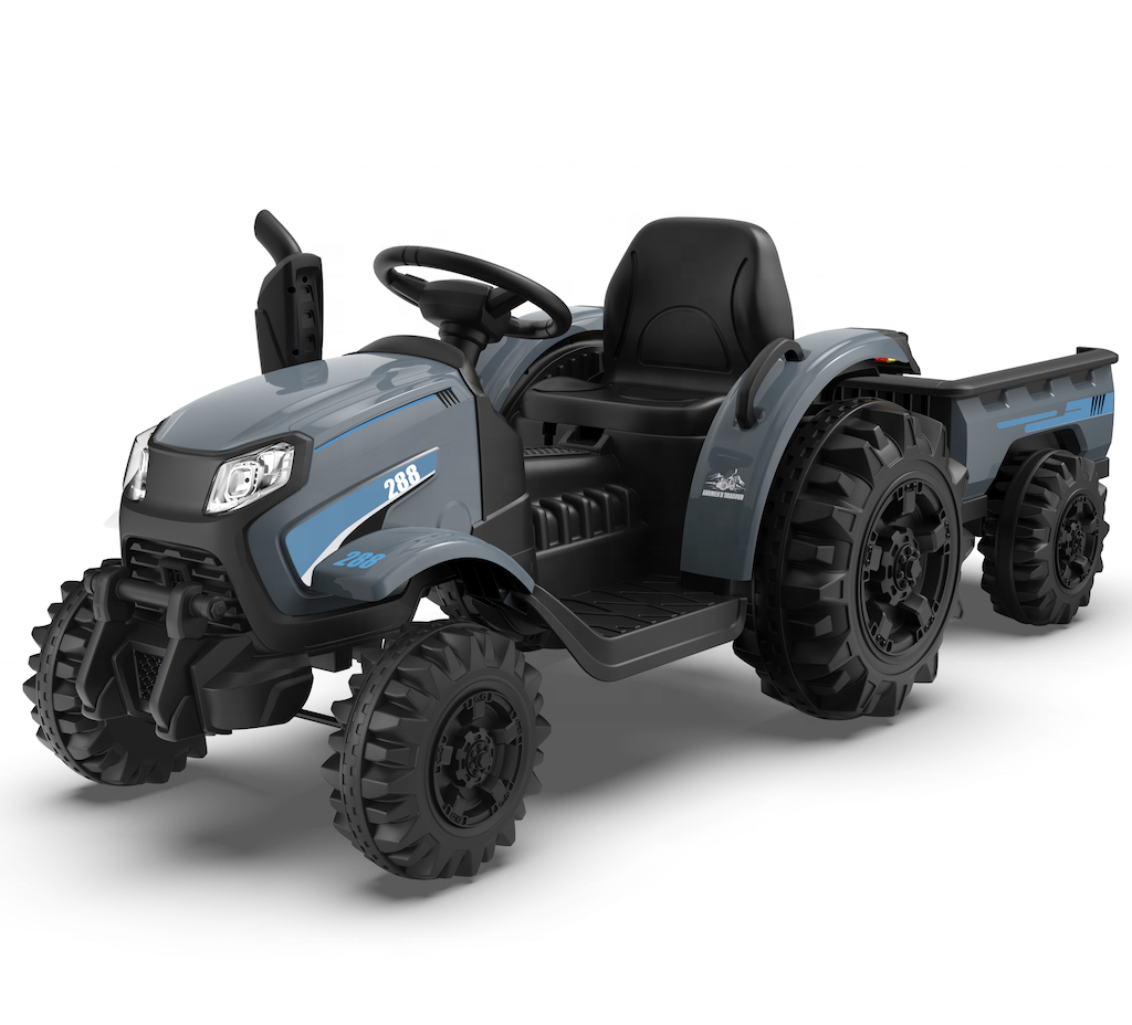 24V Battery Powered Ride on Toy Electric Tractor with Trailer, Kids Electric Vehicle Ride on Car