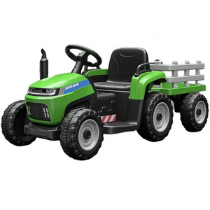 12V Battery-Powered Ride on Tractor With Trailer and Dual Motors Ride On Car, 12V Kids Electric Vehicle