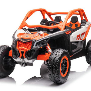 Touch Screen TV Can-Am Licensed Ride on Can AM Giant UTV Toy 2x 24v Batteries Tires 4x4 Leather Seat Parental Remote EVA Car