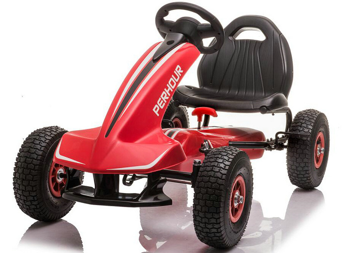 4 Wheel Pedal Car Powered Go Kart for Kids with Adjustable Seat, Safety Hand Brake, Non-Slip Tires