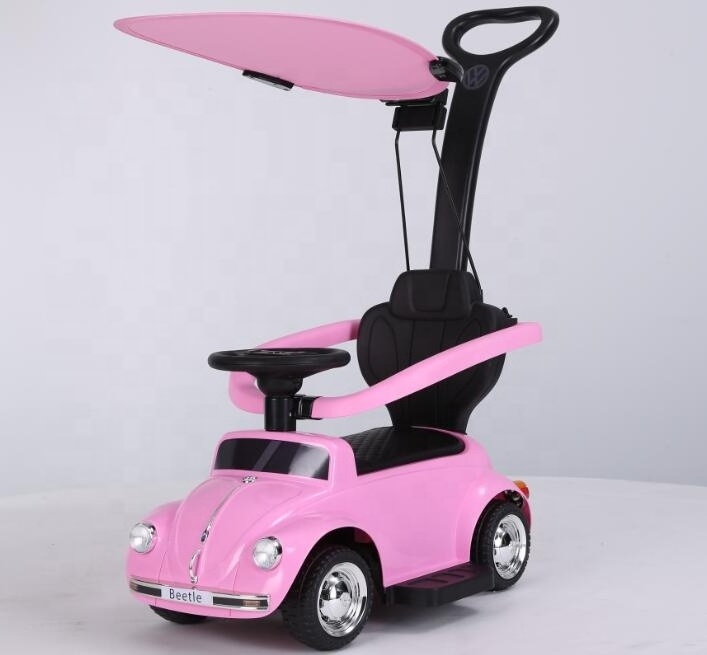 Beetle FTF Licensed Children Electric Cars Pink Baby Ride On Car With Push Handle