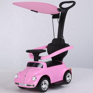 Beetle FTF Licensed Children Electric Cars Pink Baby Ride On Car With Push Handle