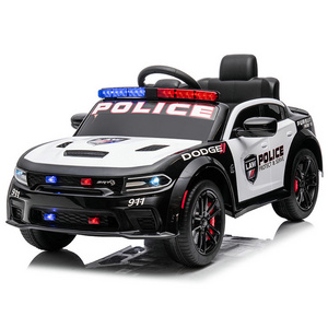 Licensed Dodge Kids Ride on Police Car 12V Battery Powered w/Remote Control, LED Lights