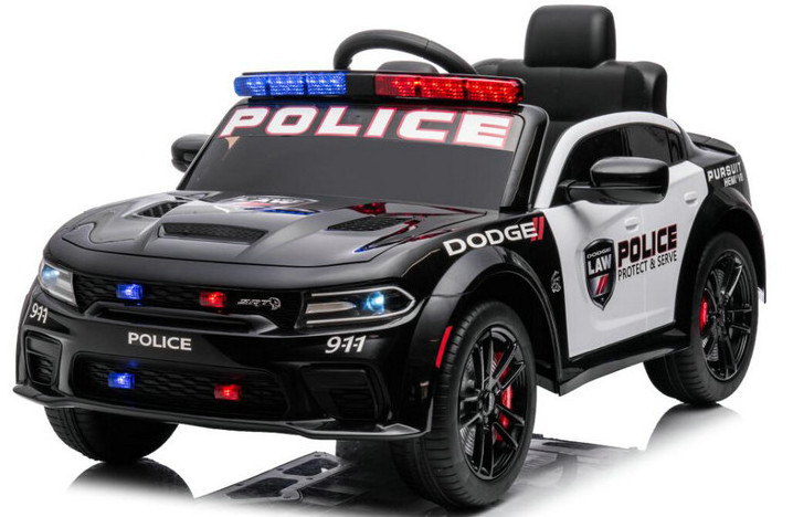 Licensed Dodge Kids Ride on Police Car 12V Battery Powered w/Remote Control, LED Lights