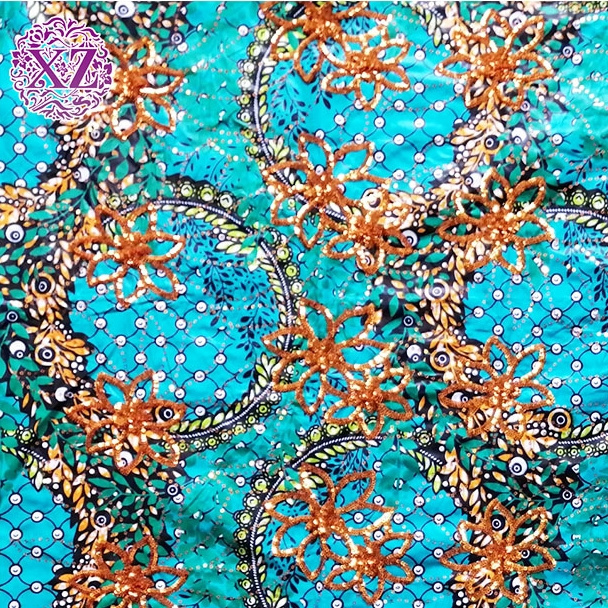 Good Quality T-shirt 100% Cotton Sequin African Prints Ankara Apparel-Dress Clothes Embroidery Lace Hitarget Real Wax Fabric