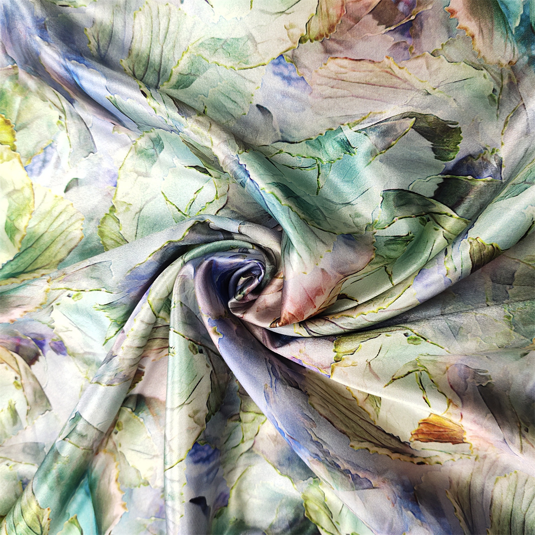 Shaoxing Factory Stretch Abstract Satin Chiffon Fabric Textile Satin Silk Fabric Impression Digital Print Polyester Fabric