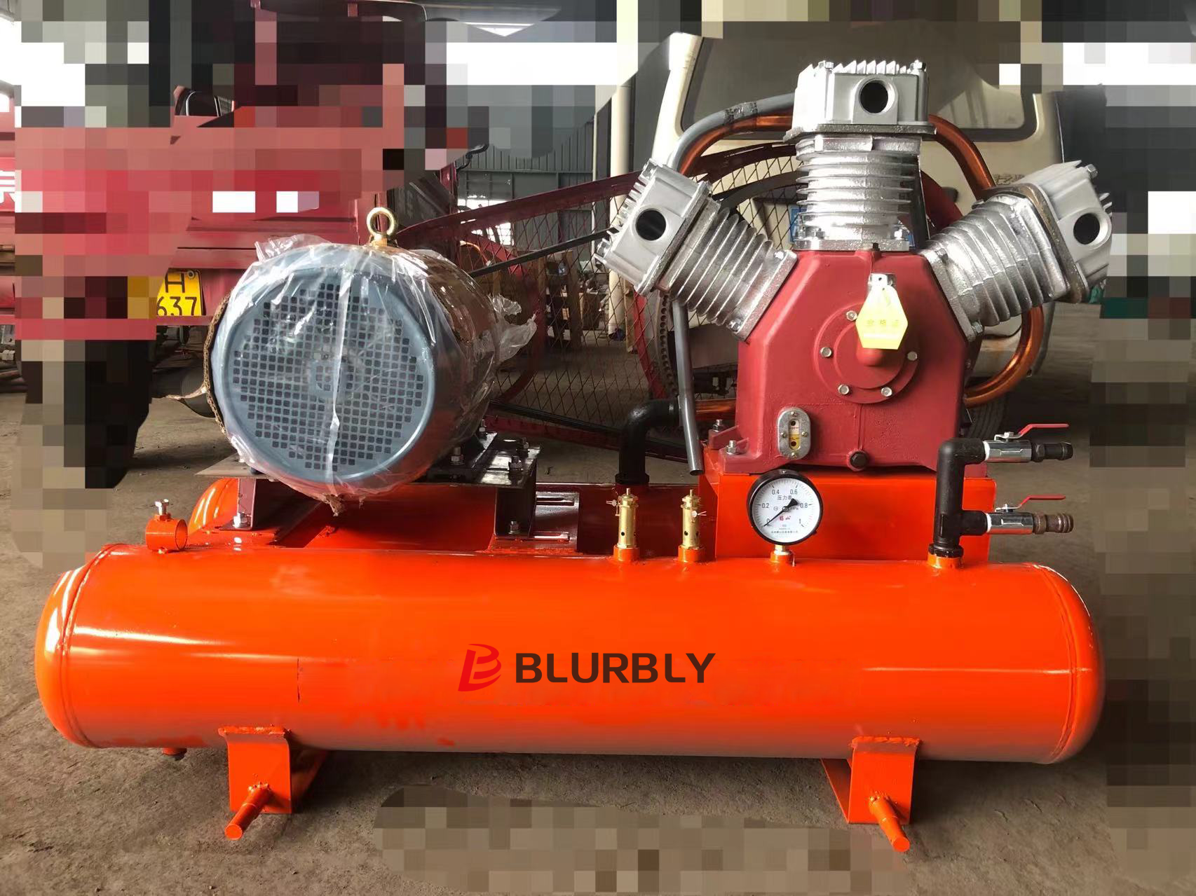 Blurbly made 5bar air pressure easy to move 3 cylinder style piston ring mining compressor diesel engine