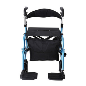 Popular Euro Style Aluminum Adjustable Rollator Walker with Detachable Swing Away Footrests