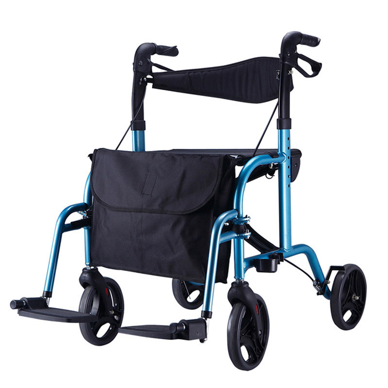 Popular Euro Style Aluminum Adjustable Rollator Walker with Detachable Swing Away Footrests