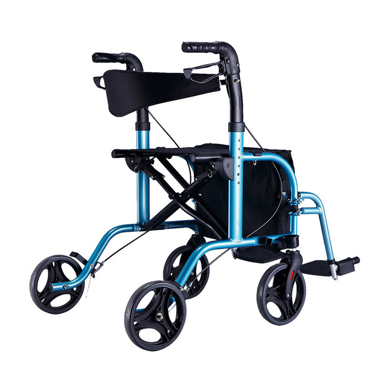 Popular Euro Style Aluminum Adjustable Rollator Walker with Detachable Swing Away Footrests