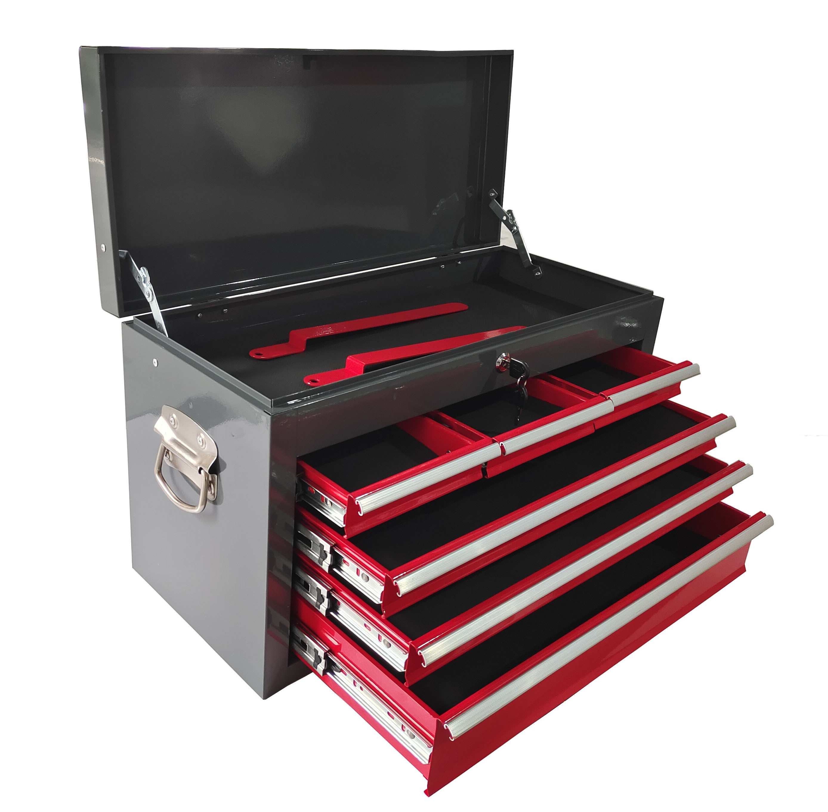 Factory Price Metal Tool Box Cantilever Folding Red Storage Box 3 Layer Multifunction Steel Tool Box