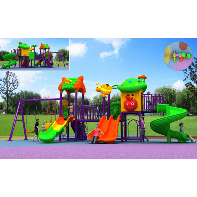 Custom Wholesale Public Park Water Pool Swing Sets Playground Outdoor Kids Playhouse Plastic Double Slide Playground With Swing