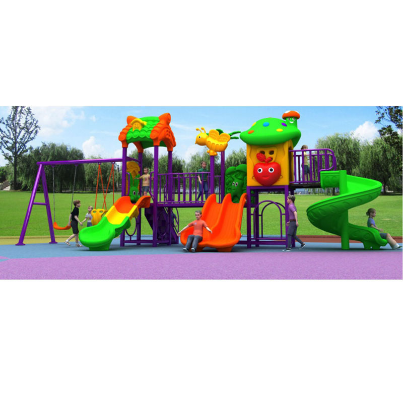 Custom Wholesale Public Park Water Pool Swing Sets Playground Outdoor Kids Playhouse Plastic Double Slide Playground With Swing