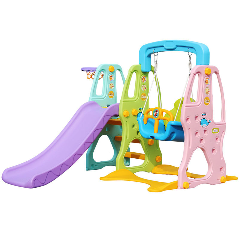 Wholesale Outdoor Indoor Playground Plastic HDPE 3 in 1 Combination Children Slide and Swing Sides Swing Set Toddler