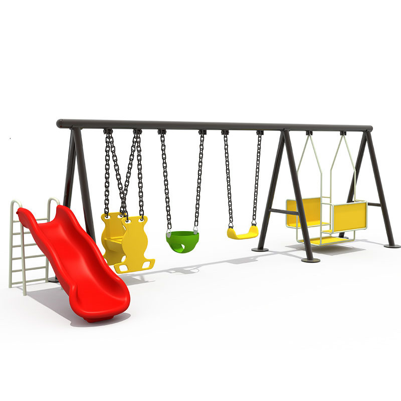 Wholesale Public Backyard Outdoor Playground Children Custom Metal Frame Stand Toys For Kids Indoor Plastic Swings And Slides