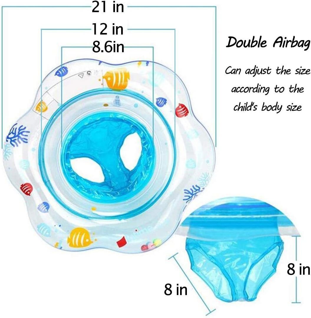 PVC Inflatable Swimming Pool Ring Floating With Safety Seat Double Airbag Infant Bathtub Training Auxiliary For Baby