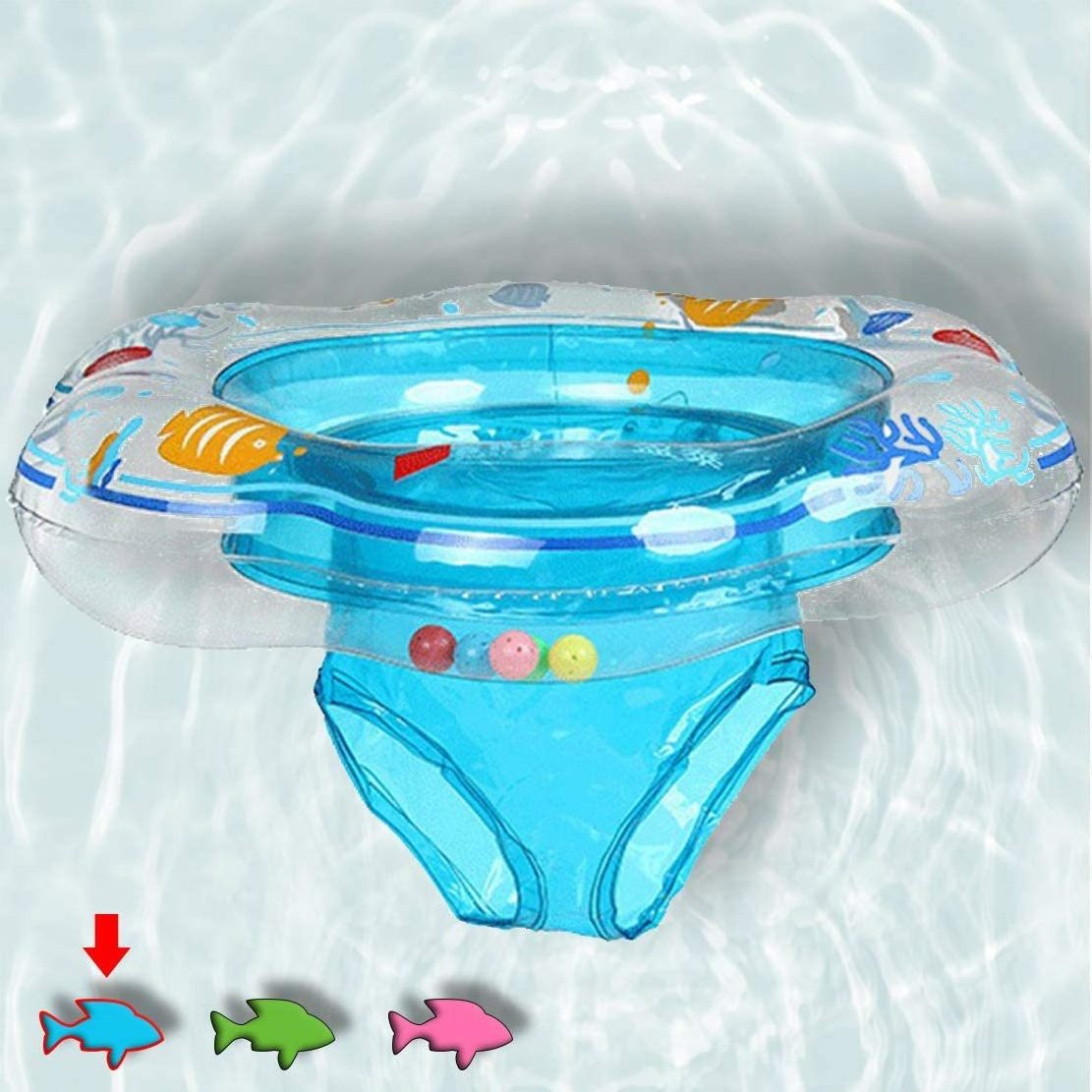 PVC Inflatable Swimming Pool Ring Floating With Safety Seat Double Airbag Infant Bathtub Training Auxiliary For Baby