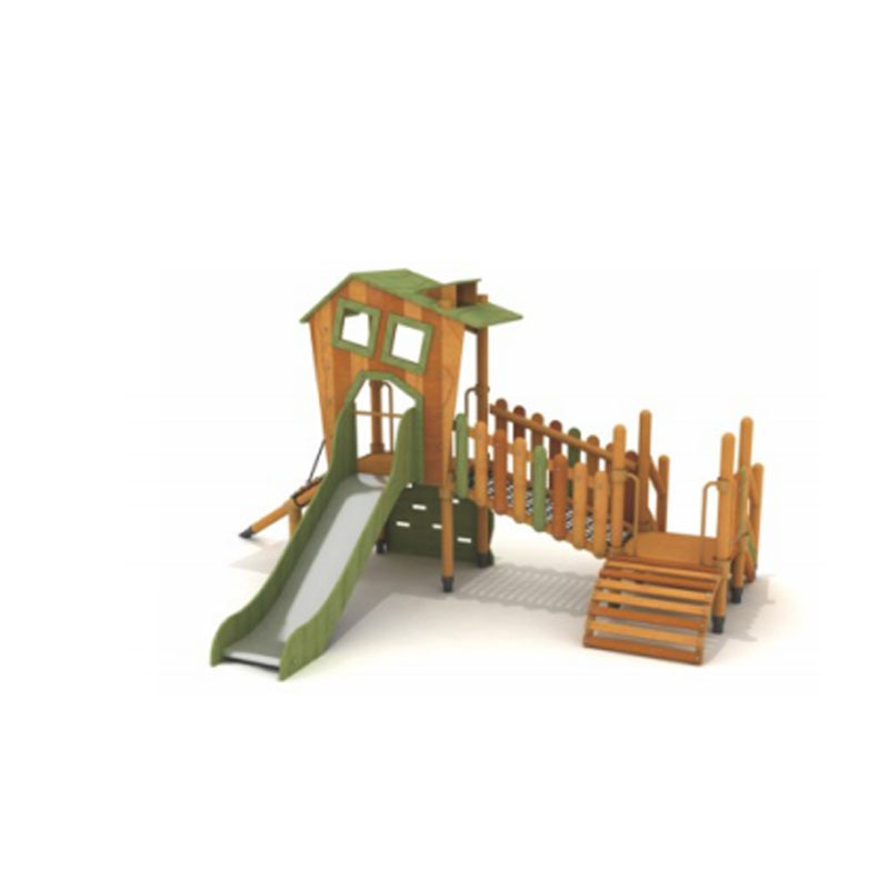 Customized Amusement Park Public All Natural Wood Playground Sets PE Board Colorful Outside Playground For Kids Wood Playhouse