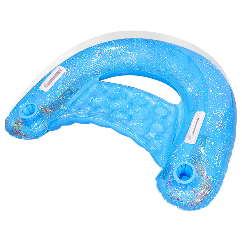 PVC glitter inflatable pool chair float with handles and cup holders plastic swimming air lounger water sofa for adults