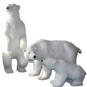 Standing Large Outdoor Garden Ornaments Simulation Animal Polar Bear Christmas Decoration Realistic Furry Polar Bear