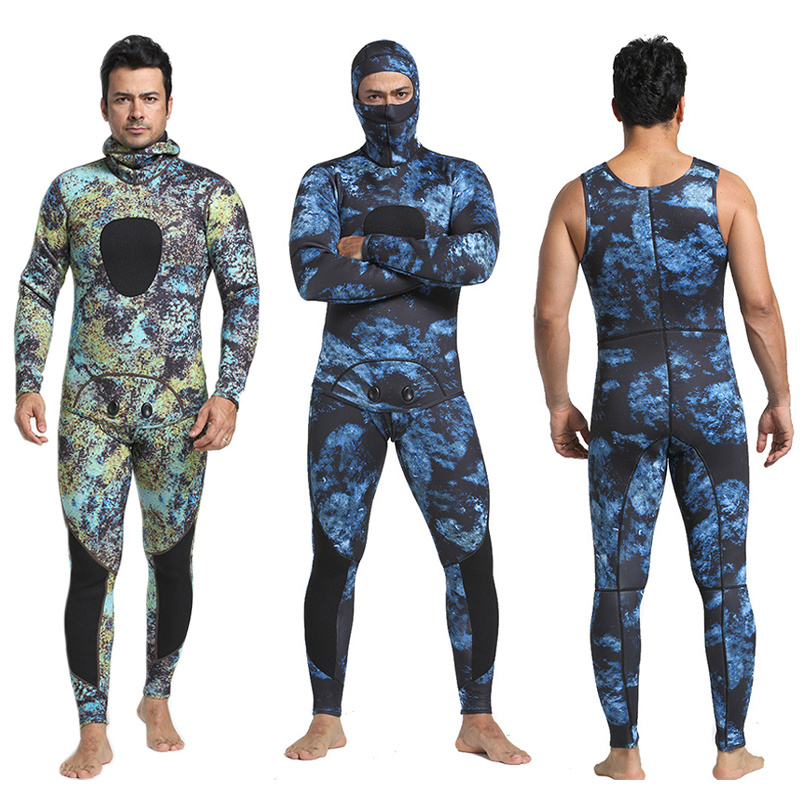 Custom Hooded Neoprene Wetsuits Camo Freediving Spearfishing 1.5mm 3mm 5mm Wet Suits Underwater Scuba Diving Suit for Men