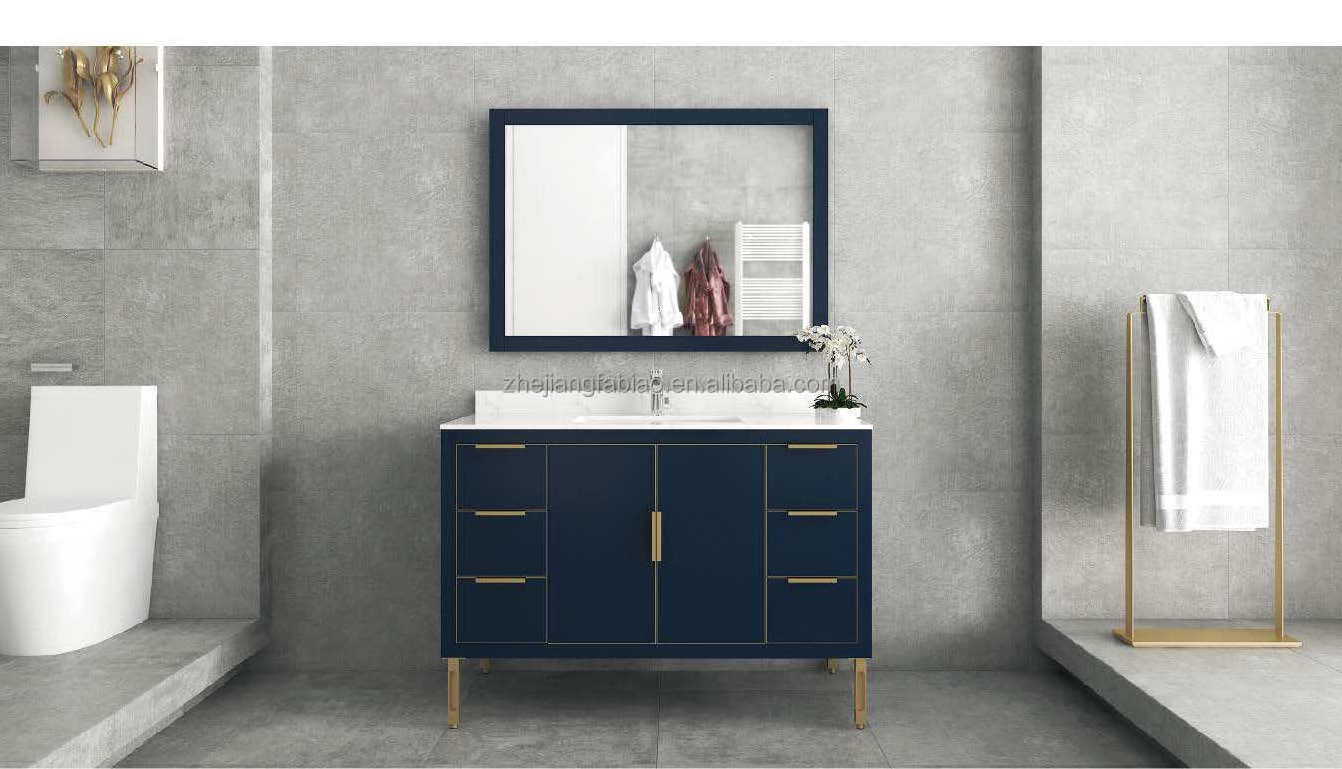 High End Wholesale Wall Mounted PVC Ceramic Basin Bathroom Vanity with Mirror Sinks Cabinets Luxury Bathroom